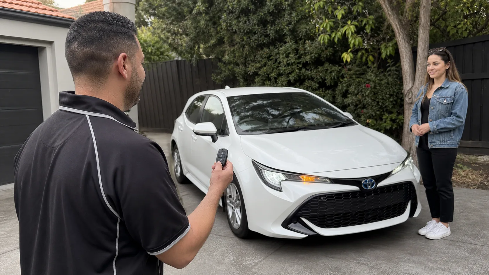 Locksmith testing a central locking car remote in Melbourne