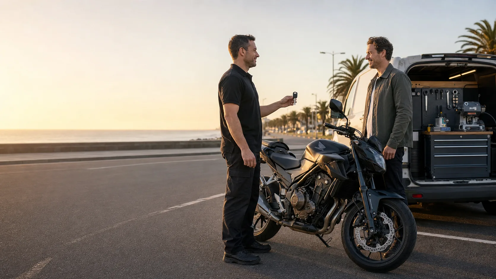 Motorcycle locksmith cutting a replacement motorbike key in Melbourne